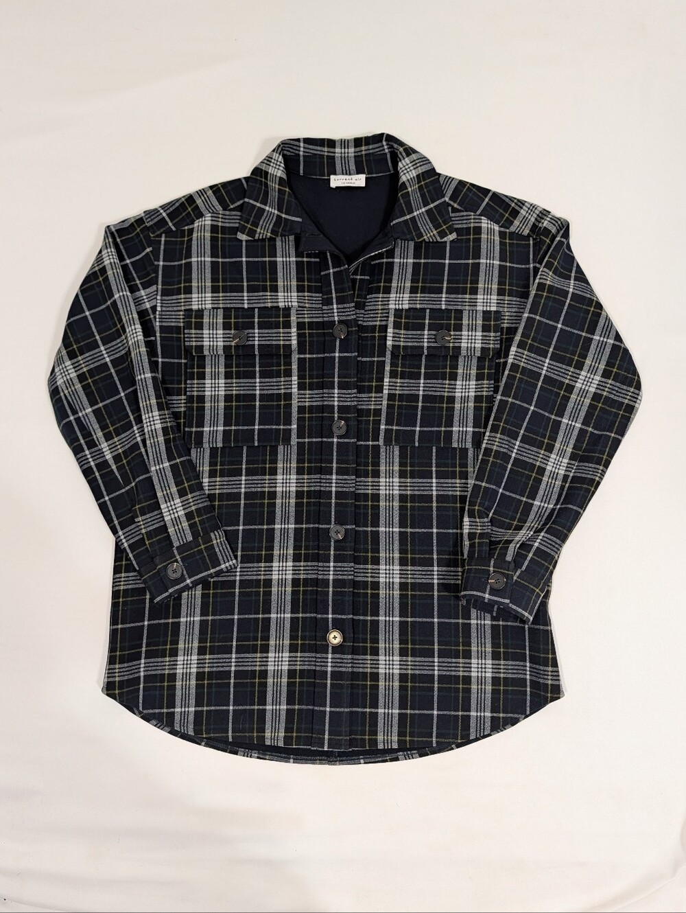Current Air Los Angeles Plaid Shacket Jacket Navy Blue Soft Lined Women's M